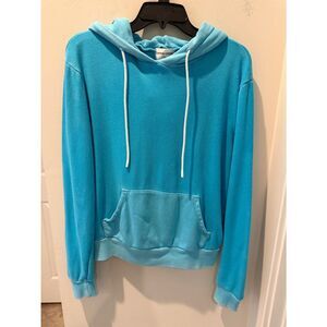Cotton Citizen Bright Turquoise Drawstring Hoodie with French Terry inside Small